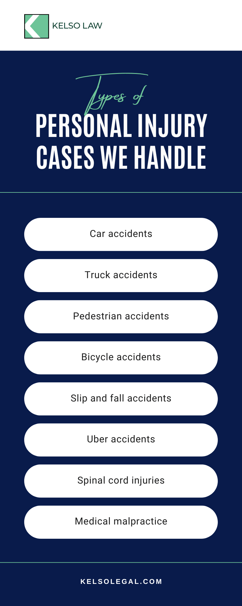 Lypes Of Personal Injury Cases We Handle Infographic